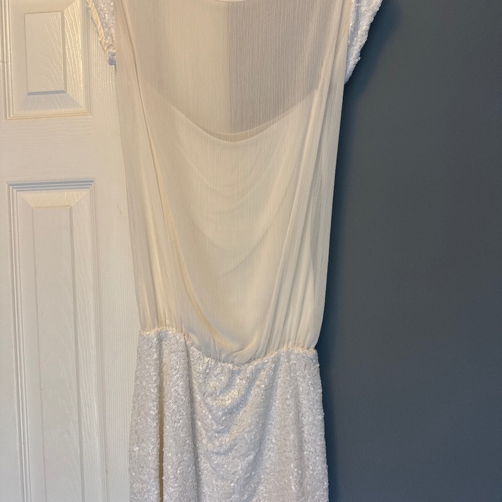 Studio F white sequined mini dress with tube dress with overlay